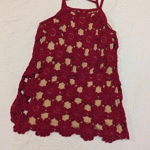 Free People Deep Burgundy Sleeveless Sundress with Halter Neck for Cocktail